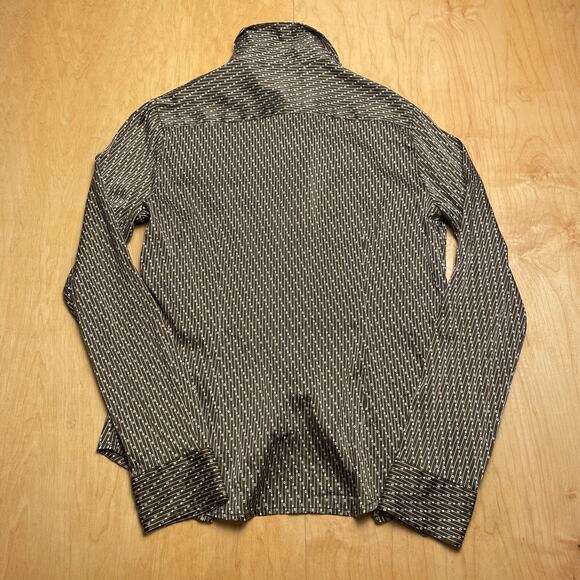 Vintage Women's Moda Disco Medium Brown Long Sleeve Collared Shirt - Picture 8 of 9